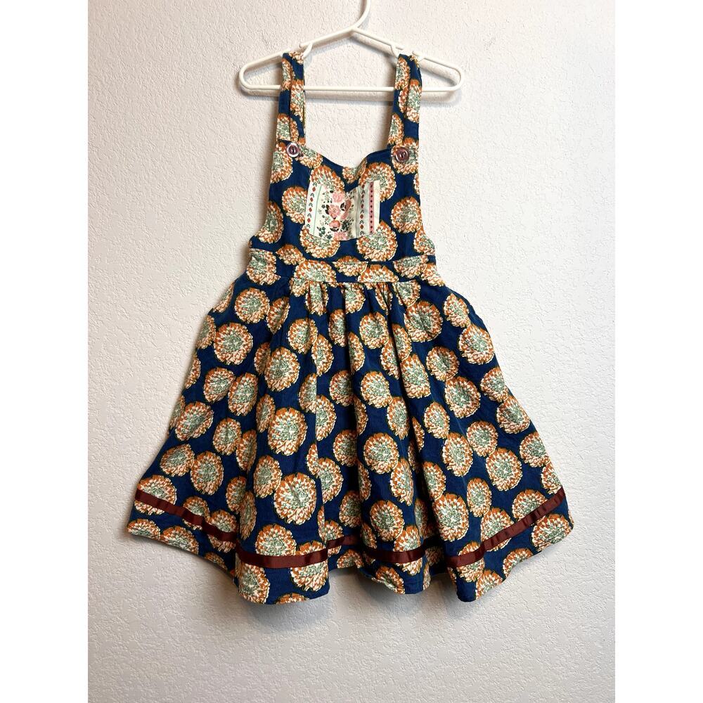 Wildflowers Girls Floral Corduroy Pinafore Jumper Dress Size 6